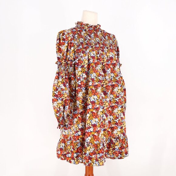 VIOLET ROMANCE Poplin Smocked Ruffle Mini Dress Multicolor Ditsy Floral Size 2 - Picture 2 of 10